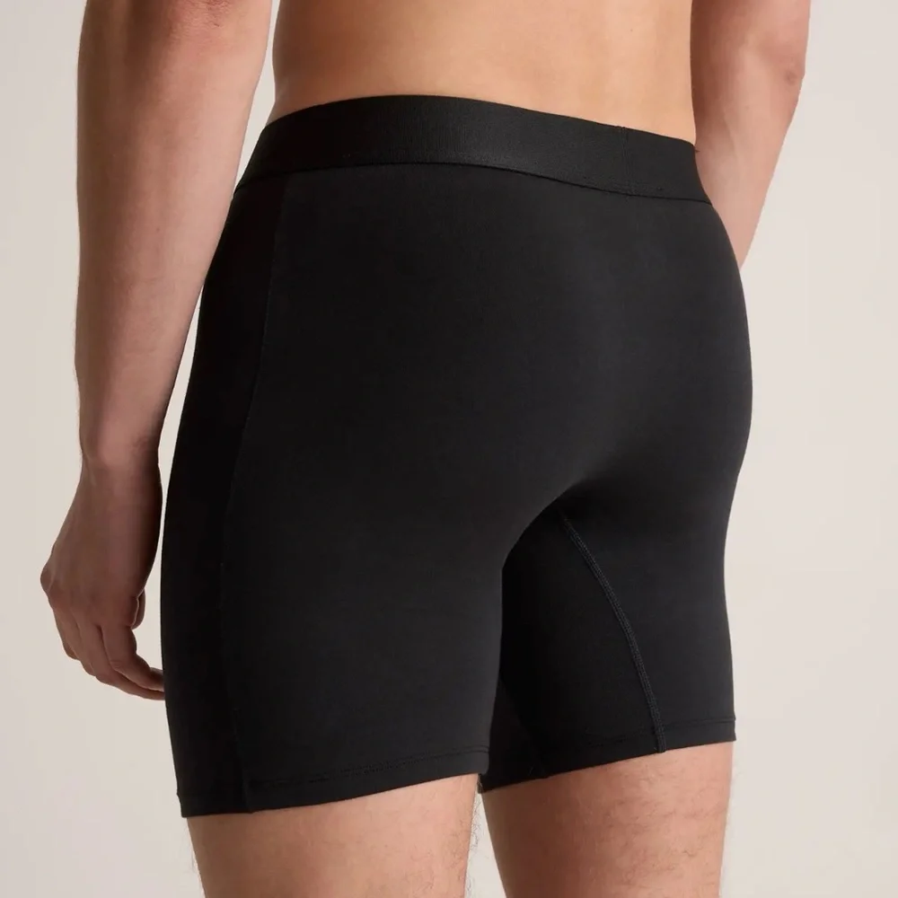 Quince Organic Cotton  8” Boxer Briefs for Men Black 3 pack Size Small 534